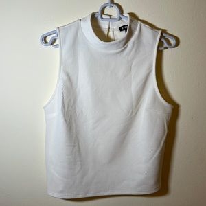 Express Whited Ribbed Sleeveless Mock Neck